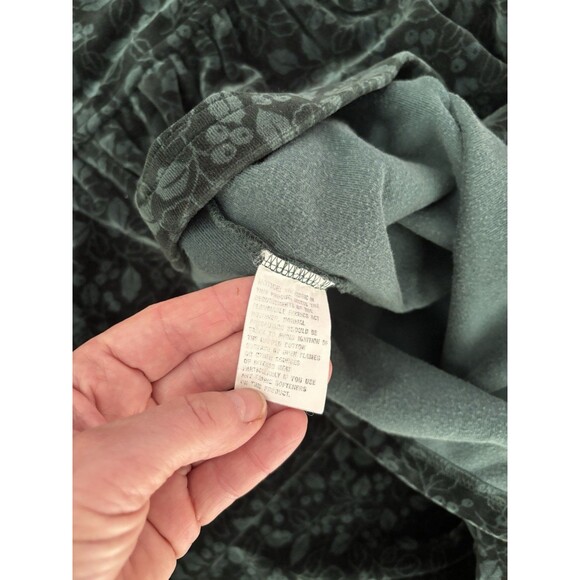 Vtg LL Bean Velour Dress Maxi Holly Print Christmas Cottagecore Whimsigoth L - Picture 5 of 9